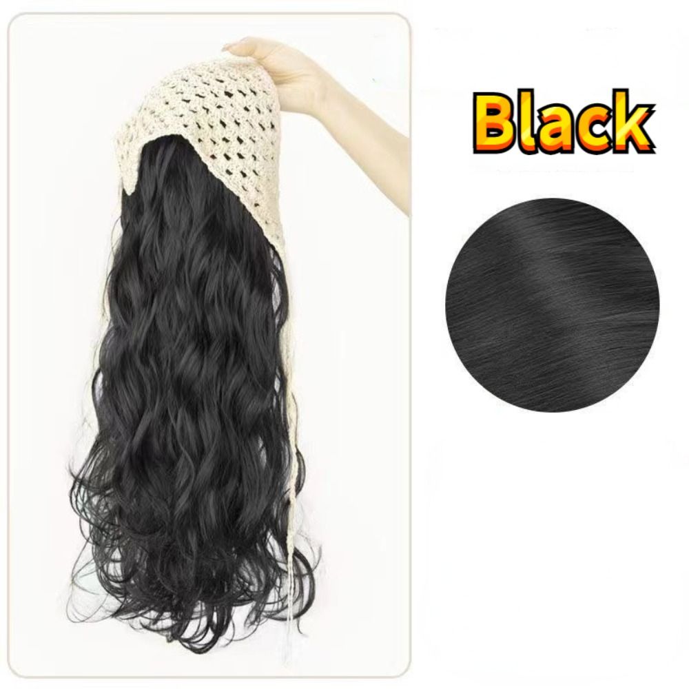 Headband Summer Knit - Modische 65CM Perücke mit Dreieckskopftuch, Hohl-Design,