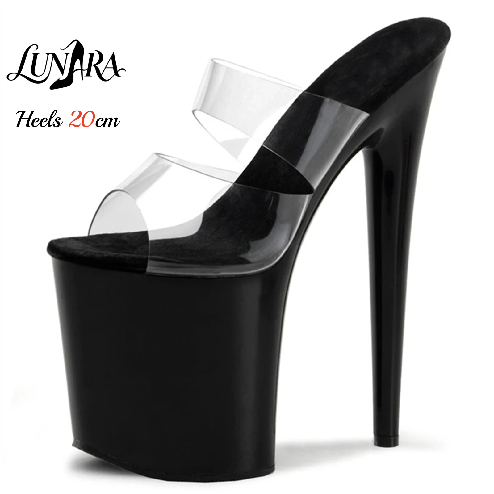 Sandal Strappy Heeled - 20cm Transparente PVC-Riemchensandalen mit Ultra-Hohem Plateau