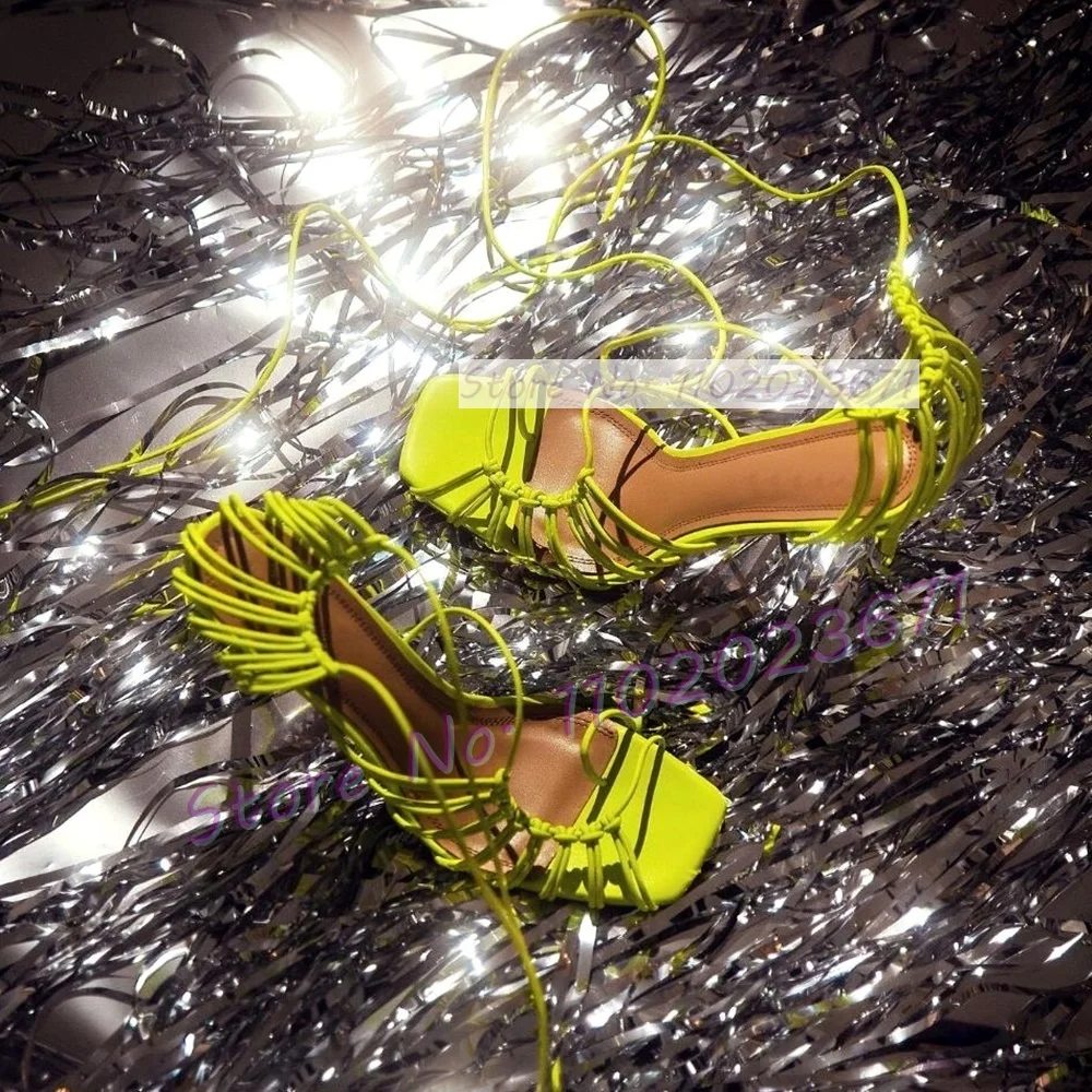 Sandal Strappy Heeled - Schicke schnur gebundene Schnürsandalen Frauen sexy