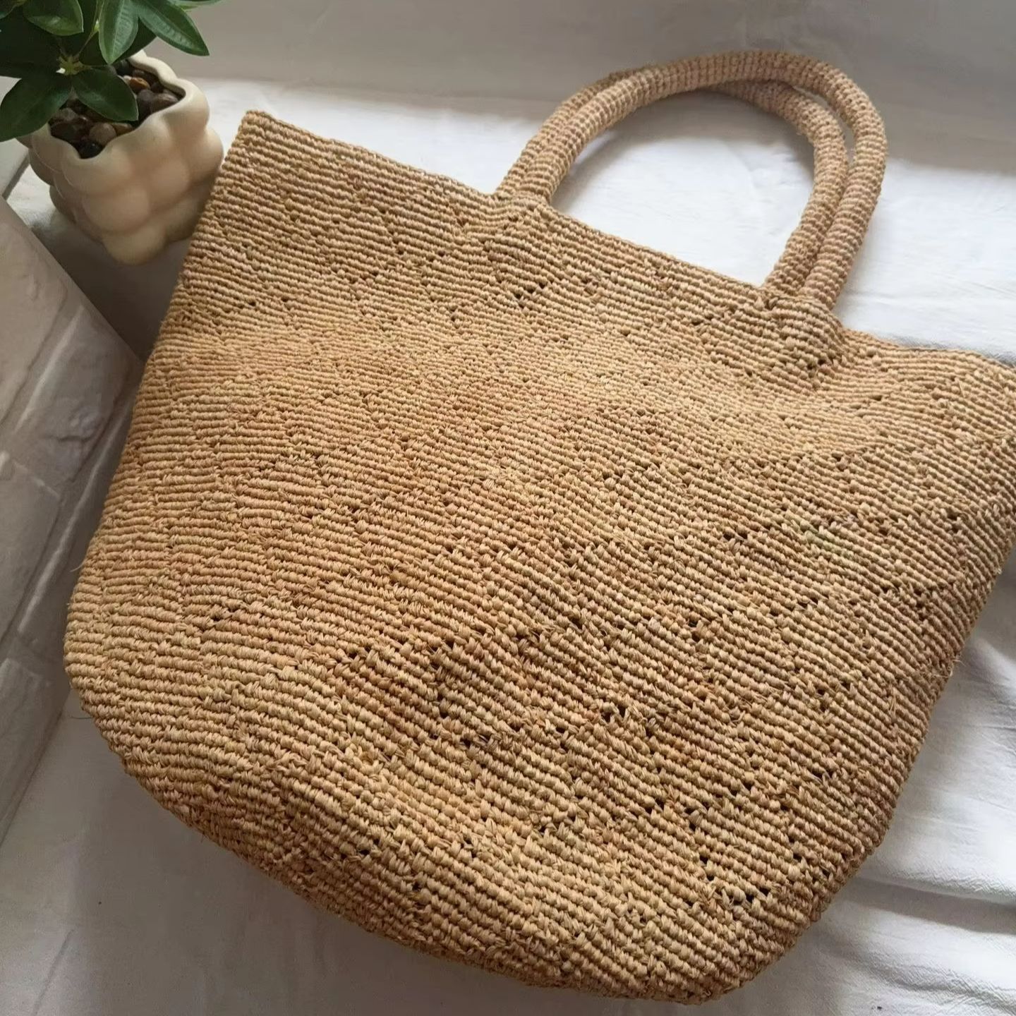 Crochet Bag Raffia - Modischer Stil Ins Häkel-Strandtasche für Damen,