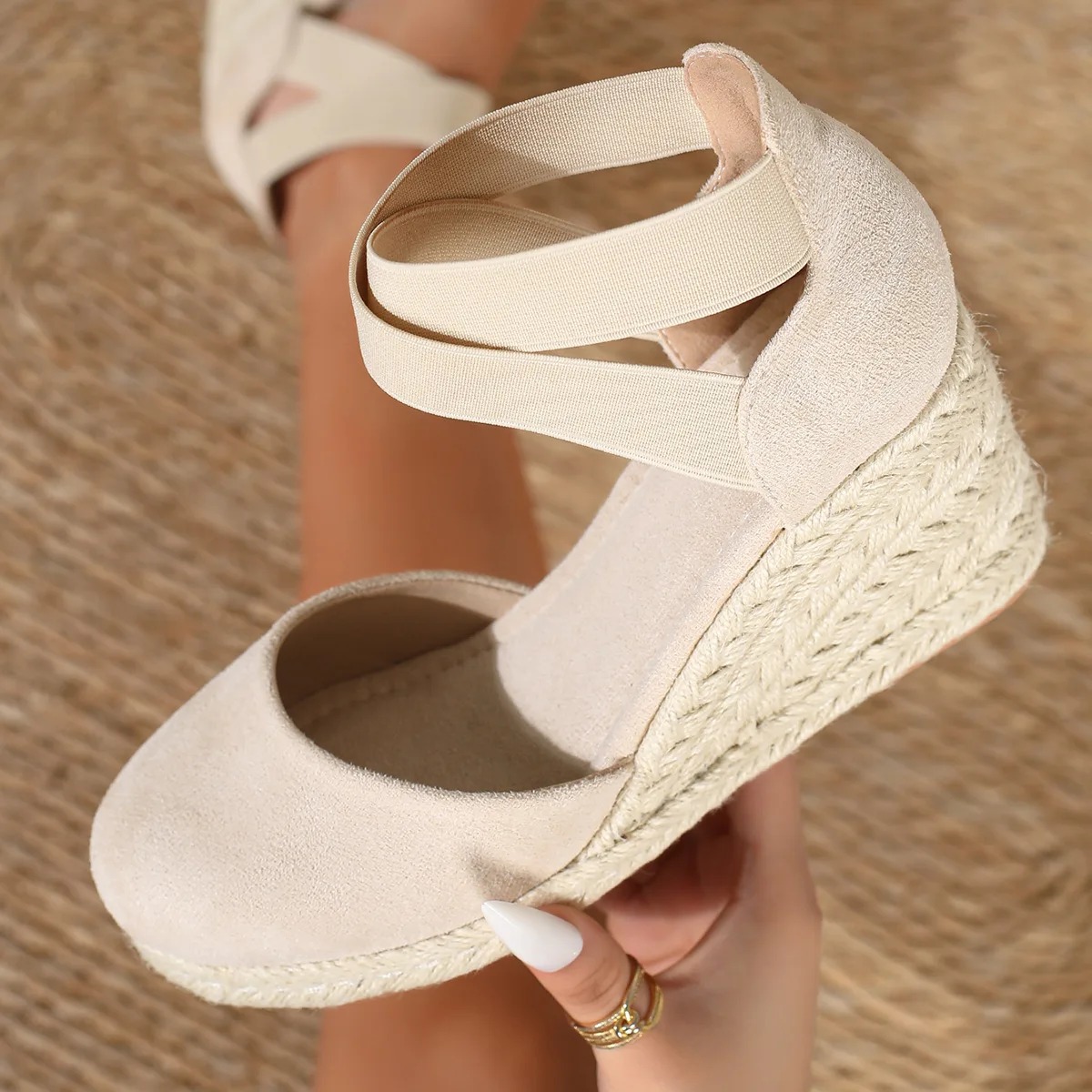 Wedge Espadrille Women - Cover Toe Damen Espadrille Keilsandalen mit