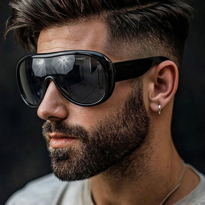 Sunglasses Cat Eye - Übergroße Einteilige Y2K Cat-Eye-Sonnenbrille mit Großem
