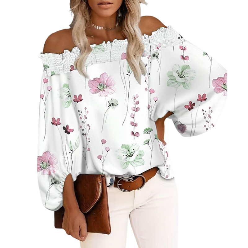 Blouse Off Shoulder - Übergröße Neue Damen Casual Bluse mit