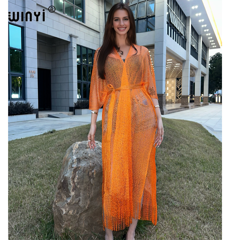 Cover Up Kaftan - Winyi hohl Strand Kimono sexy Kleid