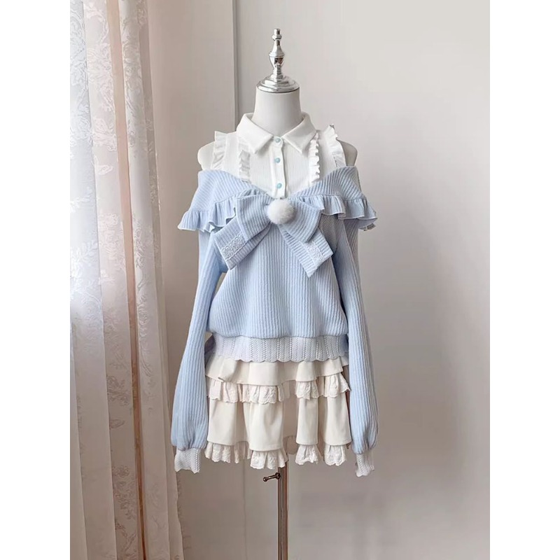 Blouse Off Shoulder - Kawaii Soft Girl Lolita 2-teiliges Set