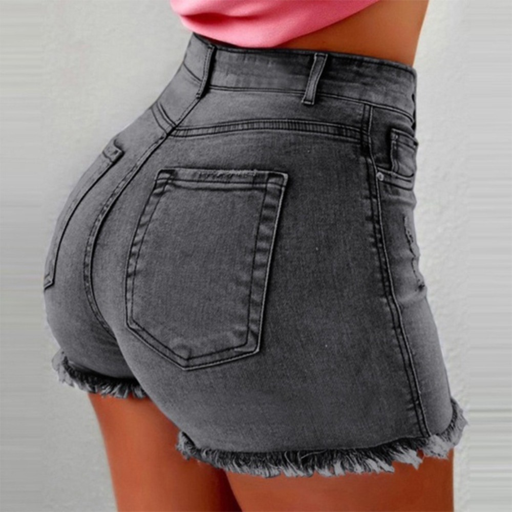 Shorts Denim Frayed - Damen-Jeansshorts mit hoher Taille – Distressed
