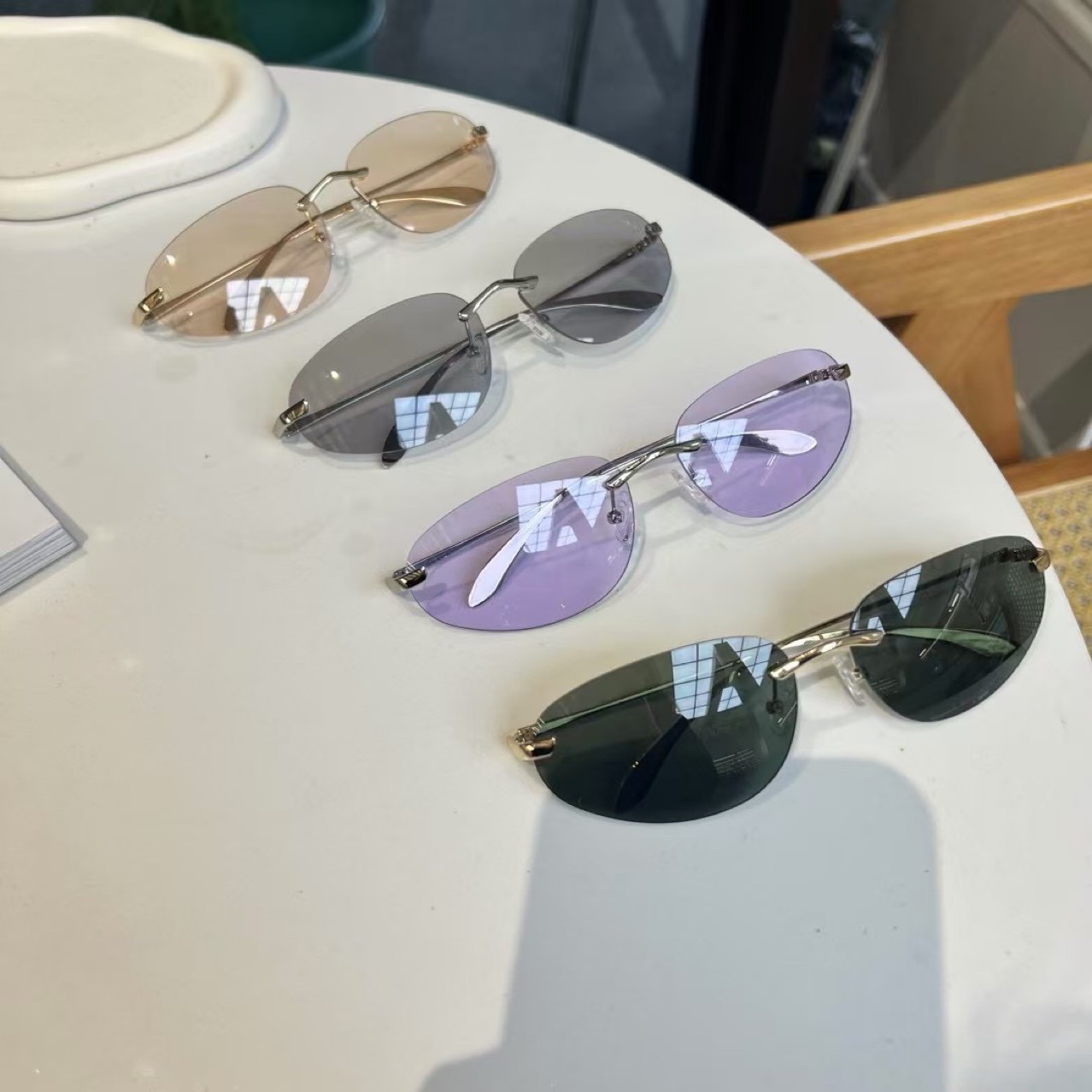 Sunglasses Cat Eye - Randlose UV400-Sonnenbrille, minimalistische Cat-Eye-Sonnenbrille, Unisex, leichte,