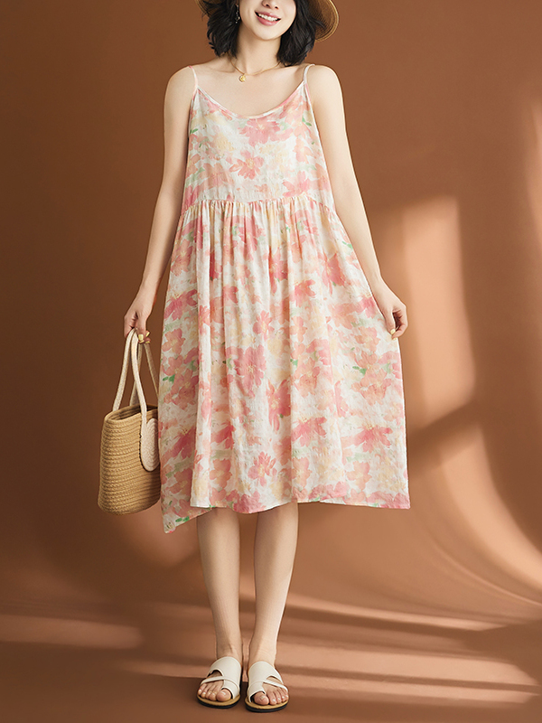 Linen Dress Wrap - Lässiges Baumwoll-Leinen Damenkleid im Künstlerischen Stil