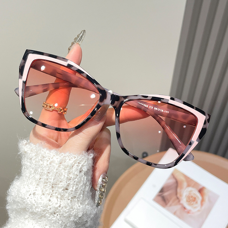 Sunglasses Cat Eye - Damen Farbblock-Cat-Eye-Brillengestell Trendige Allround-Mode Persönlichkeits-Sonnenbrille