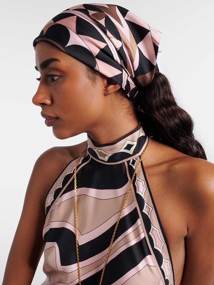 Headband Summer Knit - Sommermode Strand Resort Geometrischer Druck Seidenkopftuch