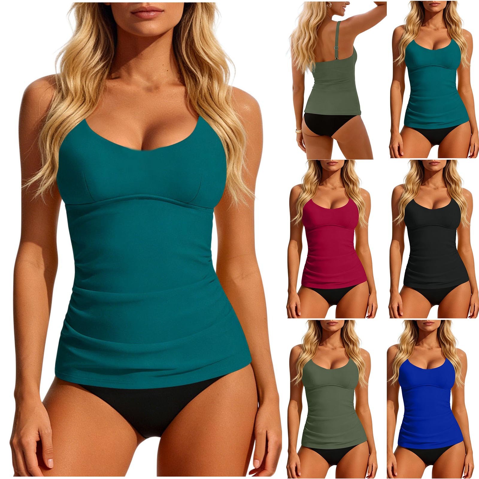 Swimsuit Bikini Ruched - Damen 2026 Tankini in Teal mit