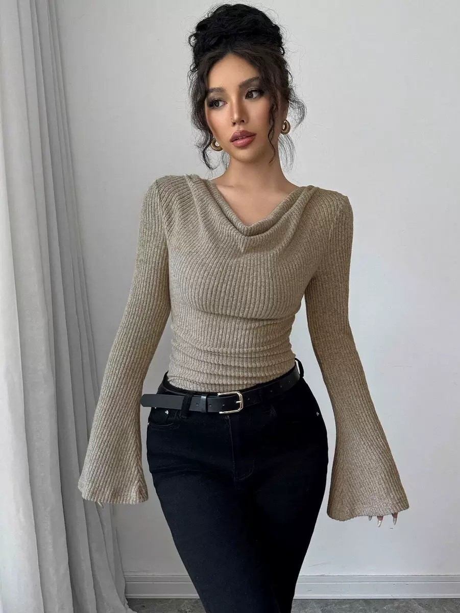 Blouse Off Shoulder - Damen Bluse mit Schulterfreiem Design und