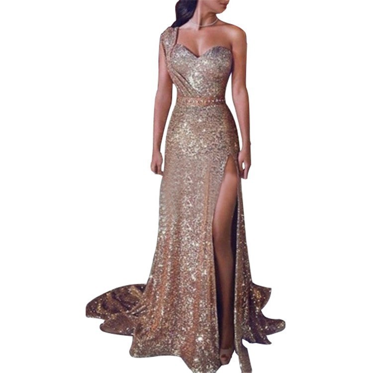 Maxi Dress Halter - Abendkleider Elegantes Maxikleid mit Neckholder-Ausschnitt Goldfolie-Kleid