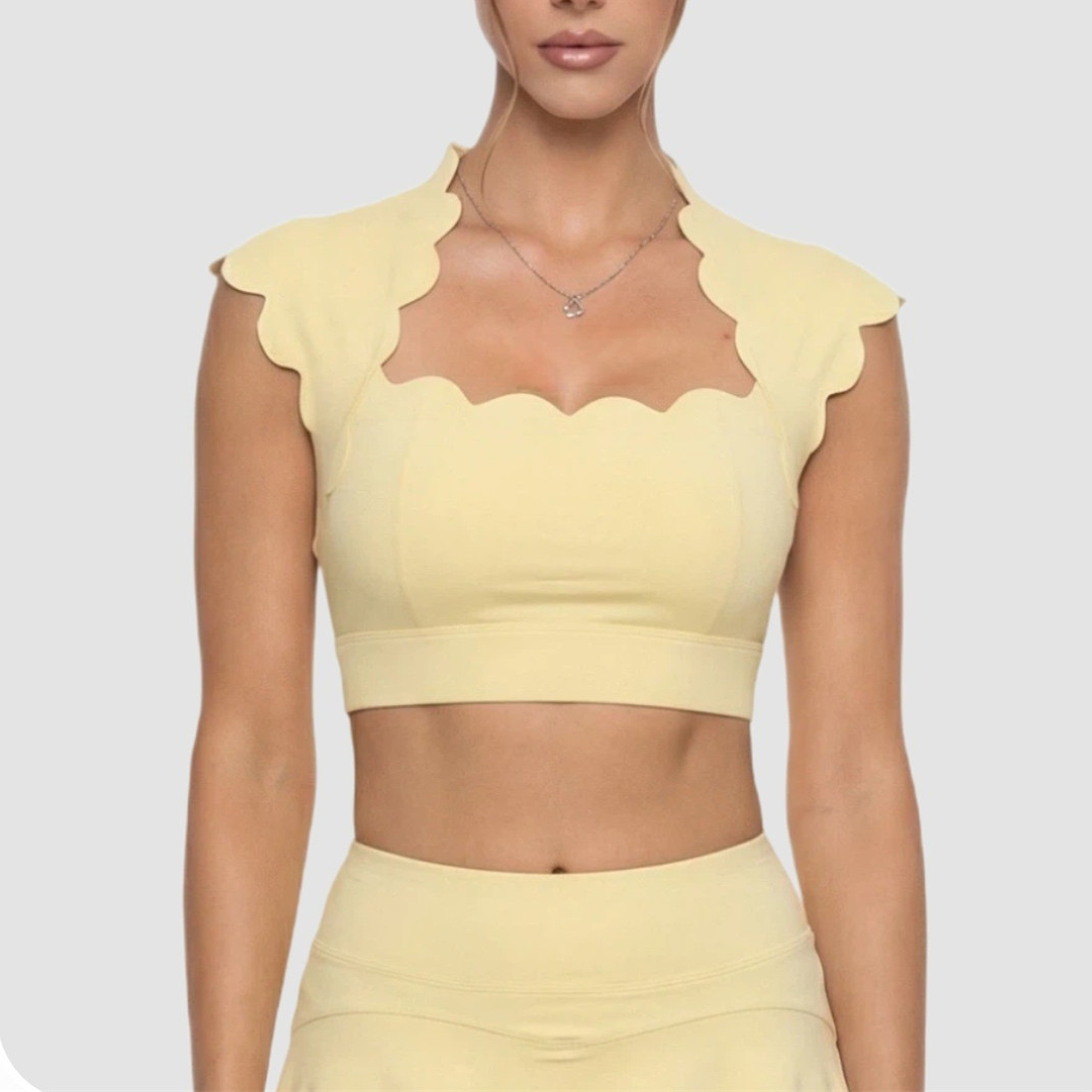 Crop Top Crochet - Pad Wavy Damen Sport-BH Yoga-Top Lauf-Workout-Sportweste