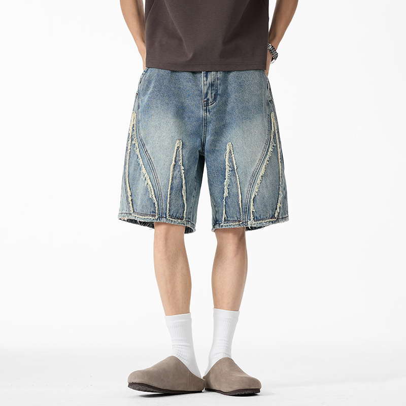 Shorts Denim Frayed - Herren Baggy Denim Jorts, Raw Edge