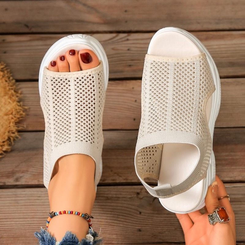 Wedge Espadrille Women - Damen-Plateau-Sandalen, Sommer-Keilschuhe, atmungsaktive Mesh-High-Heels, offene Zehenpartie,