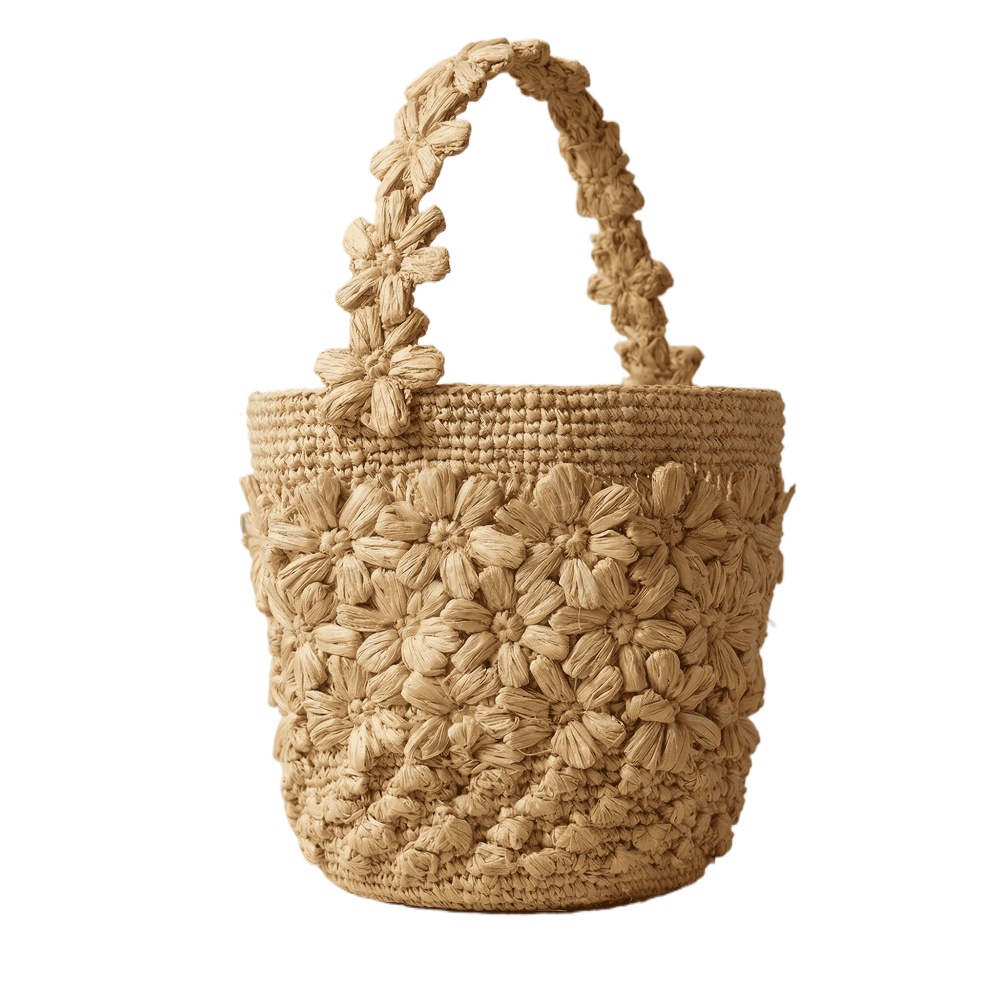 Crochet Bag Raffia - Damen Sommer Raffia Gewebte Bucket Bag