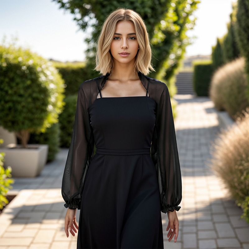 Blouse Off Shoulder - Einfarbiger Chiffon-Schal für den Sommer, klimatisiertes