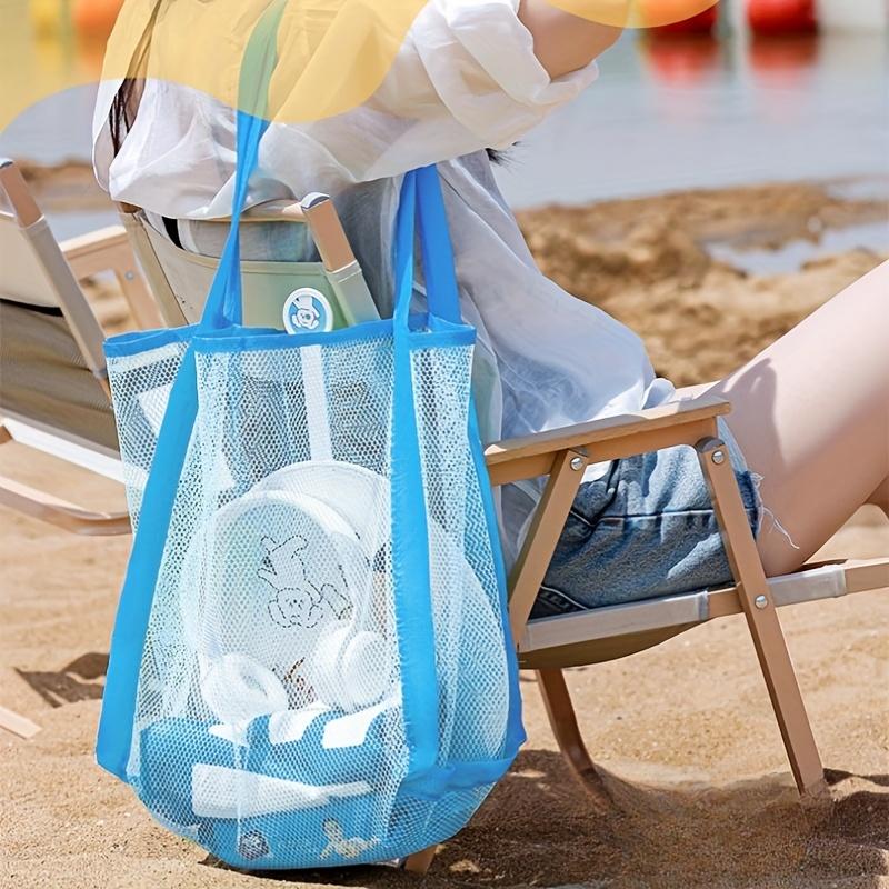 Tote Bag Beach - Mehrfarbige Schwimm-Strandtasche mit großem Netz, Sandabweisende