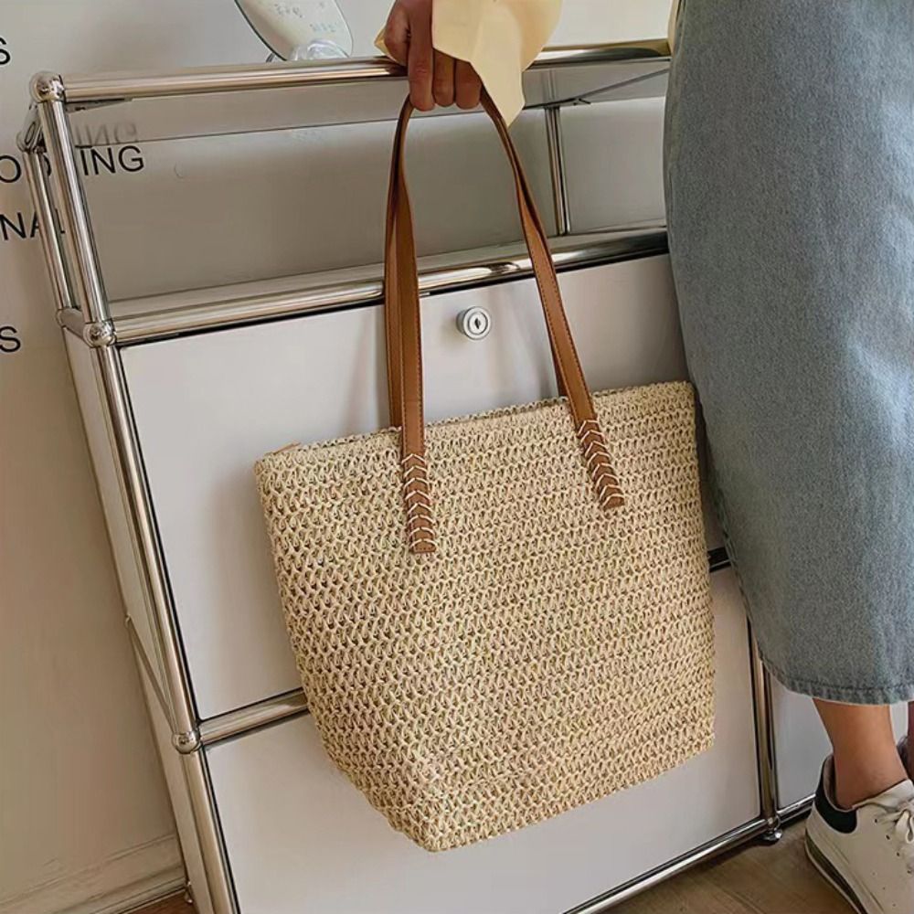Modische Einfarbige Gewebte St – Tote Bag Beach Bewertung und Preis