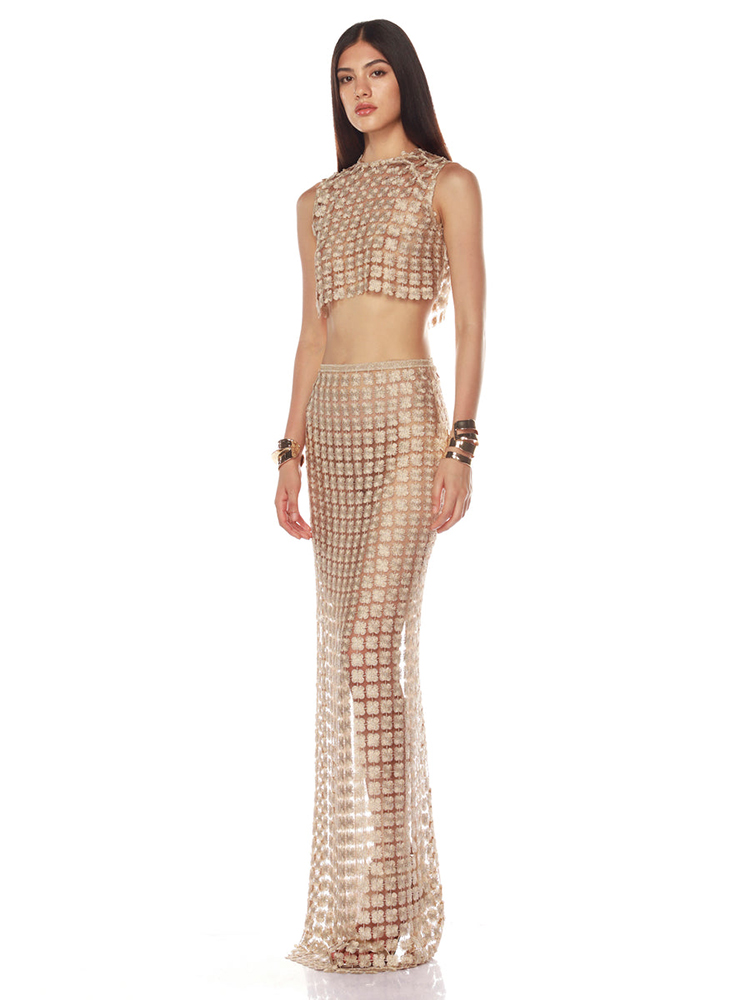 VC Stilvolles, beigefarbenes,  – Crop Top Crochet Bewertung und Preis