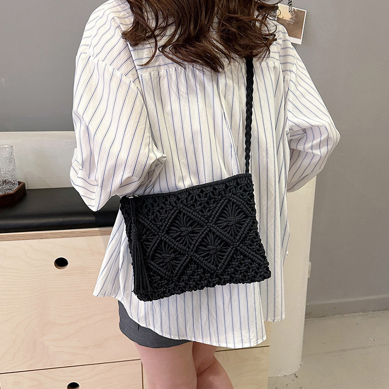 Mode Woven Aushöhlen Schulter  – Crochet Bag Raffia Bewertung und Preis