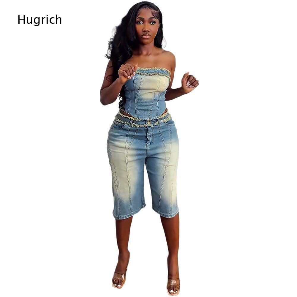 Damen-Set: Gewaschenes Trägerl – Shorts Denim Frayed Bewertung und Preis