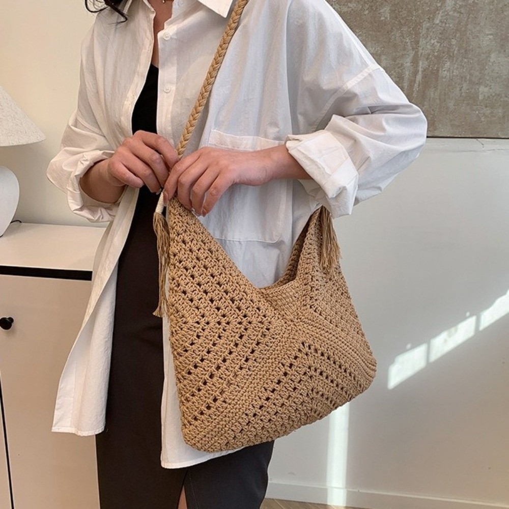 Sommerliche Boho-Strick-Schult – Tote Bag Beach Bewertung und Preis