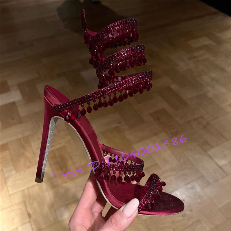 Strass Schlange Form Knöchel R – Sandal Strappy Heeled Bewertung und Preis