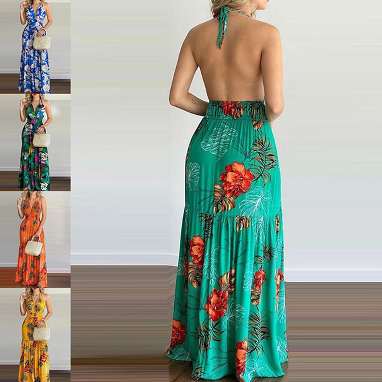 Florales Maxikleid, langes, rü – Maxi Dress Halter Bewertung und Preis