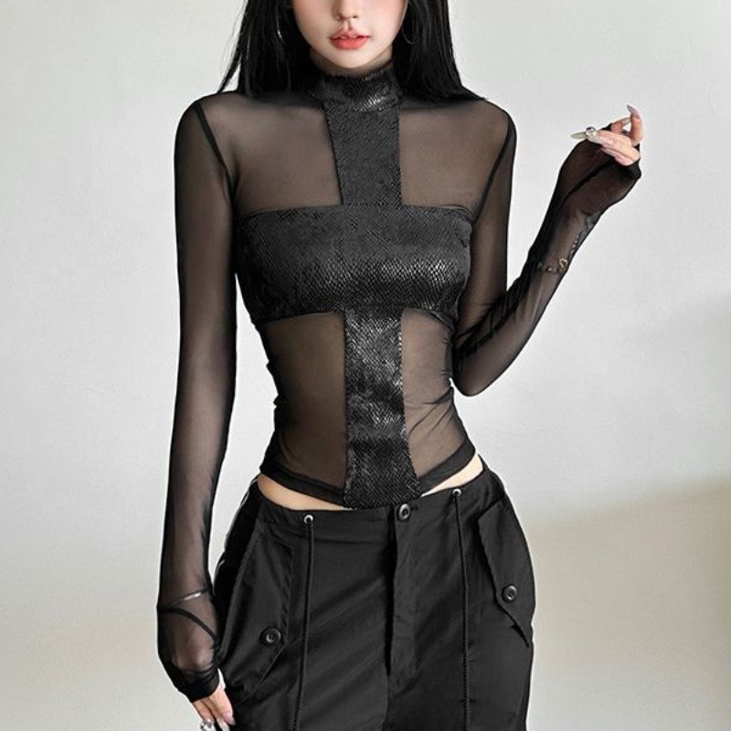 Amerikanischen Stil Mesh Langa – Blouse Off Shoulder Bewertung und Preis