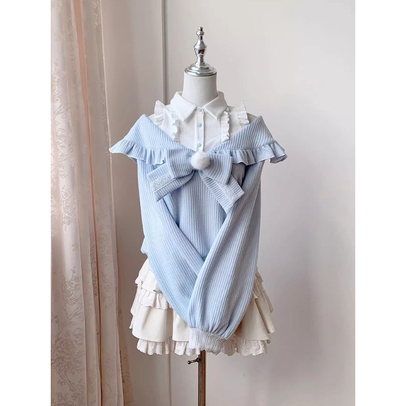 Kawaii Soft Girl Lolita 2-teil – Blouse Off Shoulder Bewertung und Preis