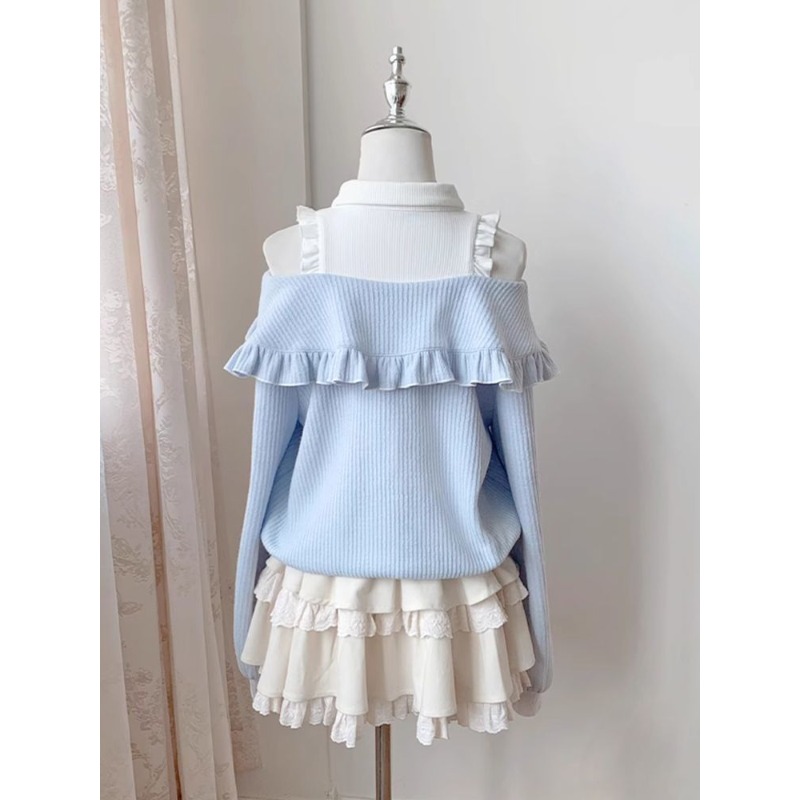 Kawaii Soft Girl Lolita 2-teil – Blouse Off Shoulder Bewertung und Preis