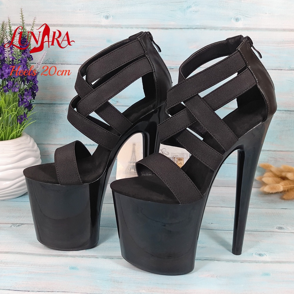 Damen 20cm/8 Zoll Schwarze Rie – Sandal Strappy Heeled Bewertung und Preis