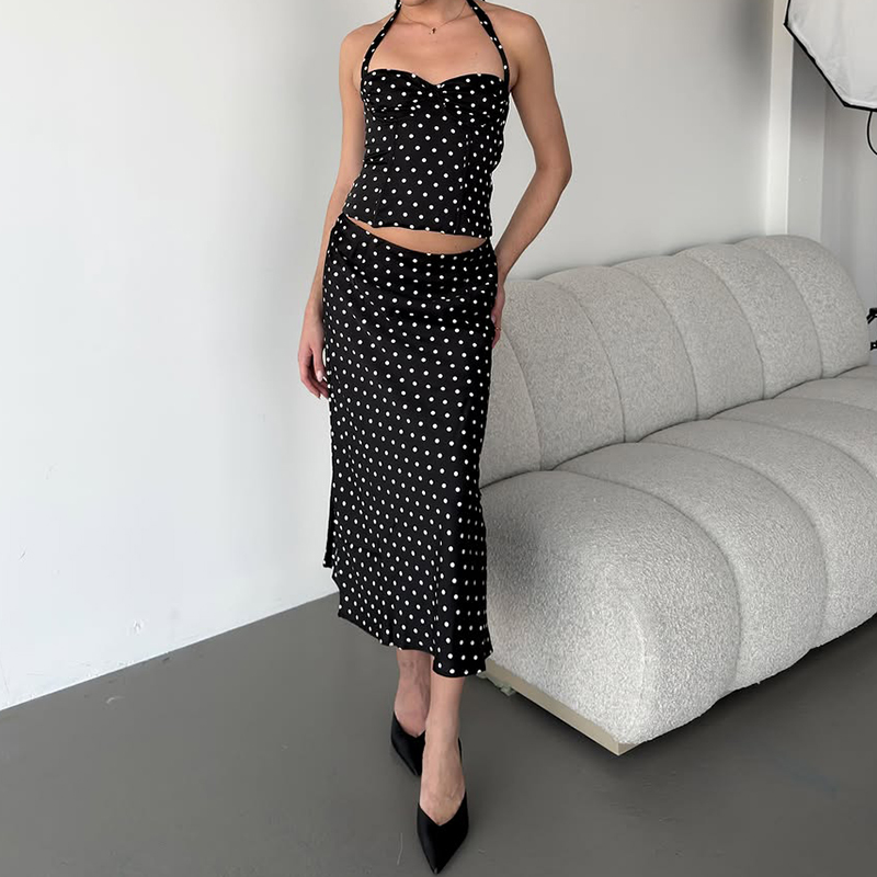 Zweiteiliges Set mit Polka-Dot – Crop Top Crochet Bewertung und Preis