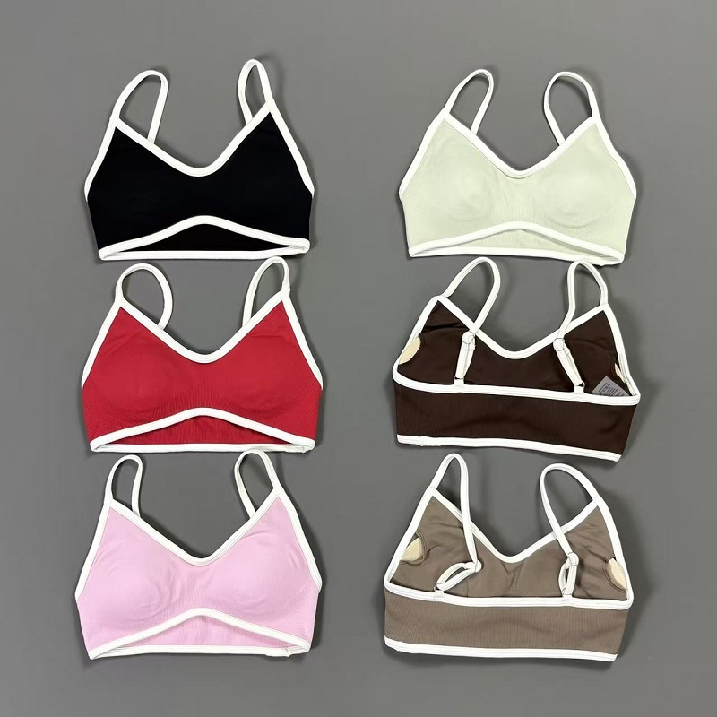 Damen Kontrastlinien-Yoga-BH V – Crop Top Crochet Bewertung und Preis