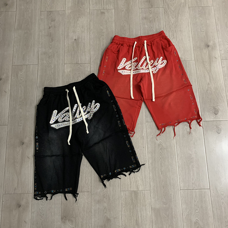 VALLEY Herren Schwarze Knielan – Shorts Denim Frayed Bewertung und Preis