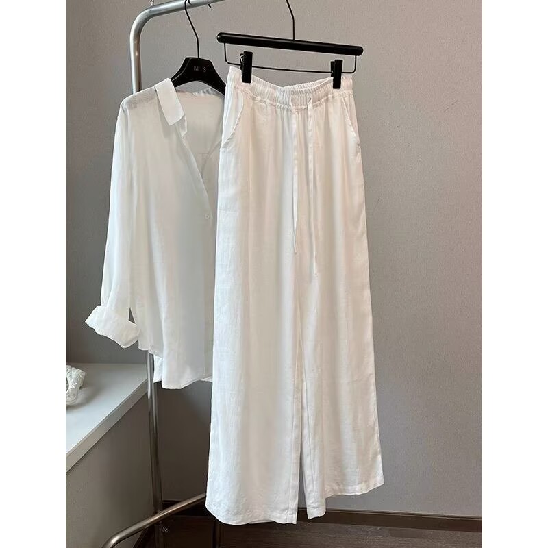 Koreanisches Set aus weißer Ba – Linen Pant Wide Bewertung und Preis