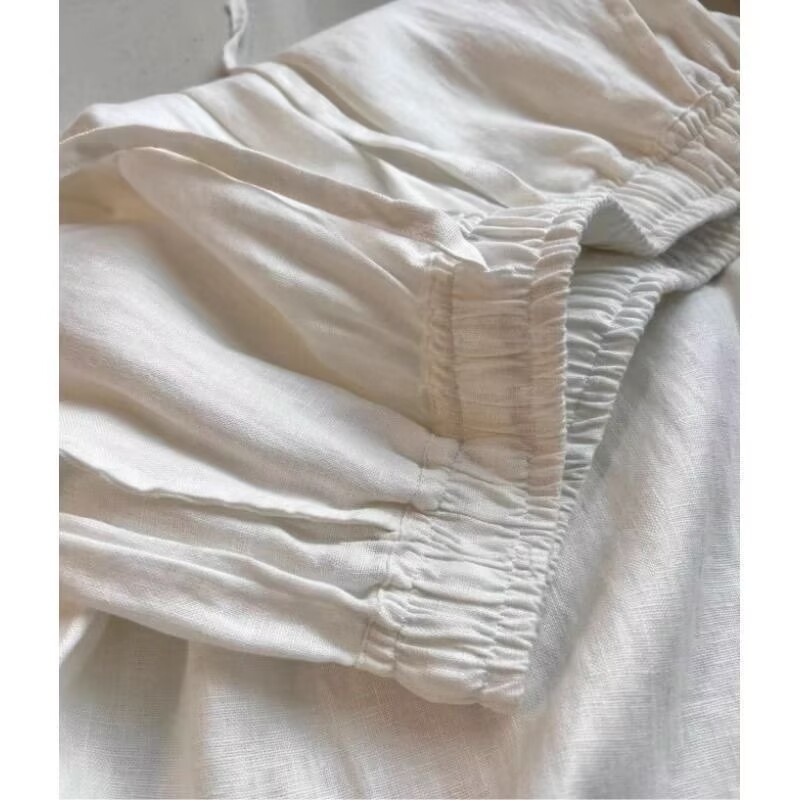 Koreanisches Set aus weißer Ba – Linen Pant Wide Bewertung und Preis
