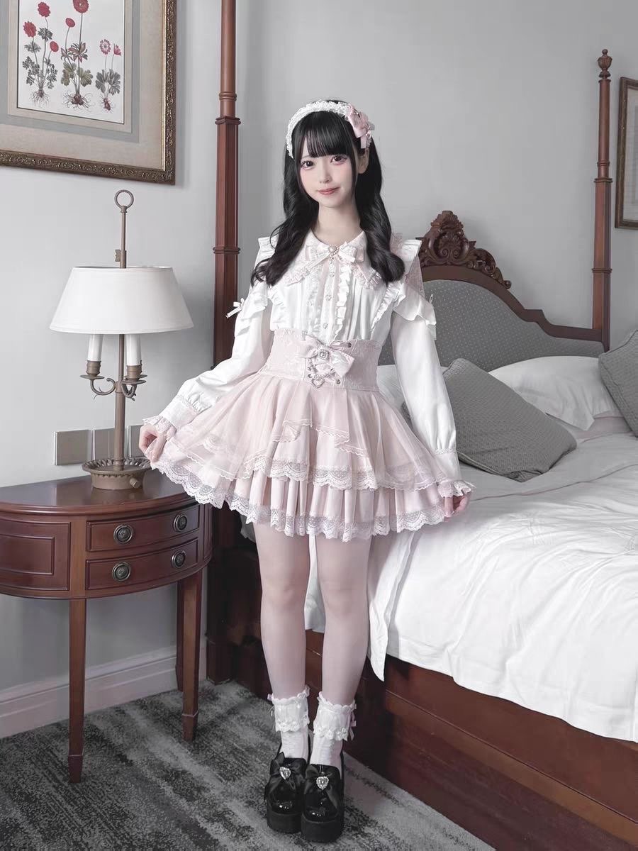 Harajuku Kawaii Rock-Sets für  – Blouse Off Shoulder Bewertung und Preis