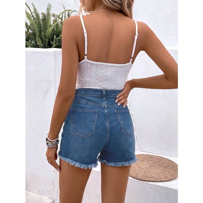 Damen High-Waist Denim-Shorts  – Shorts Denim Frayed Bewertung und Preis