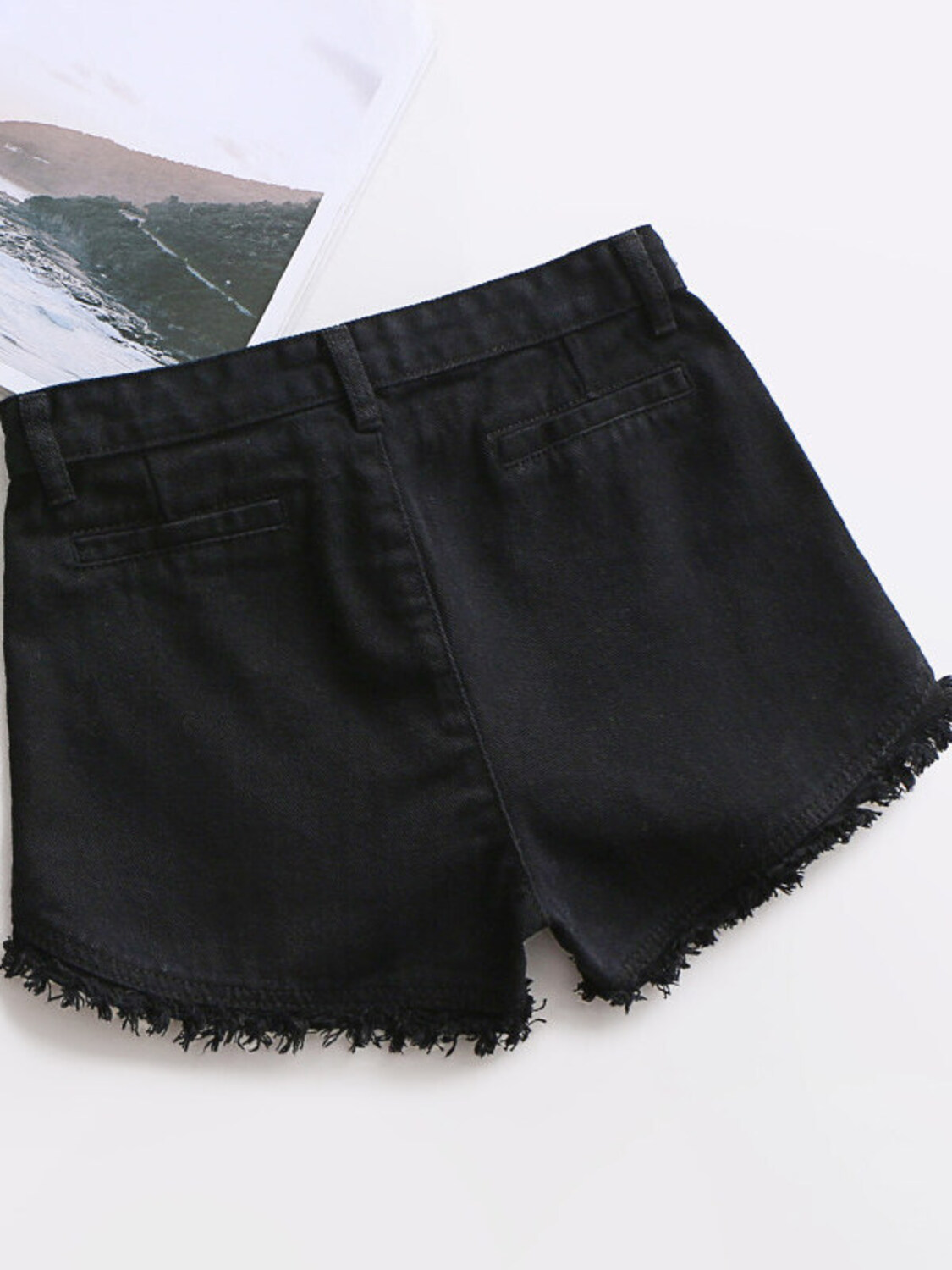 Damen-Jeansshorts mit hoher Ta – Shorts Denim Frayed Bewertung und Preis
