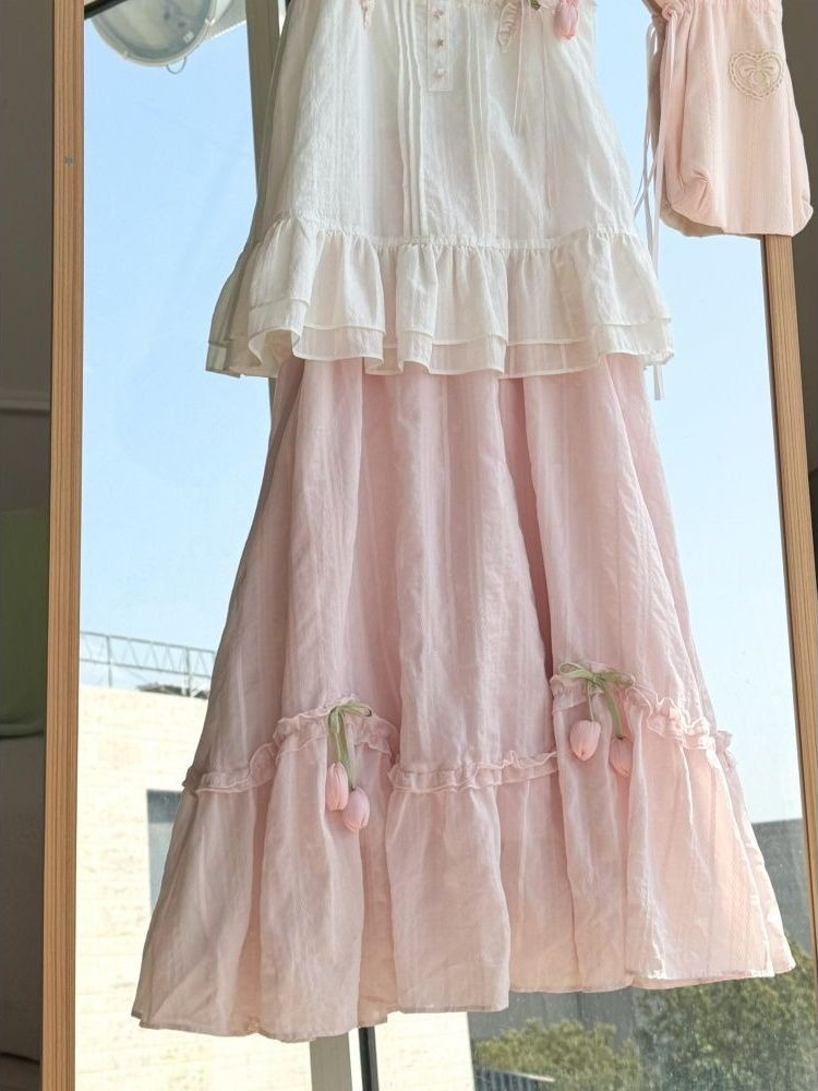 Süßes Kawaii-Set mit Rüschenbe – Midi Skirt Floral Bewertung und Preis