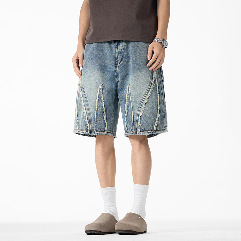 Herren Baggy Denim Jorts, Raw  – Shorts Denim Frayed Bewertung und Preis
