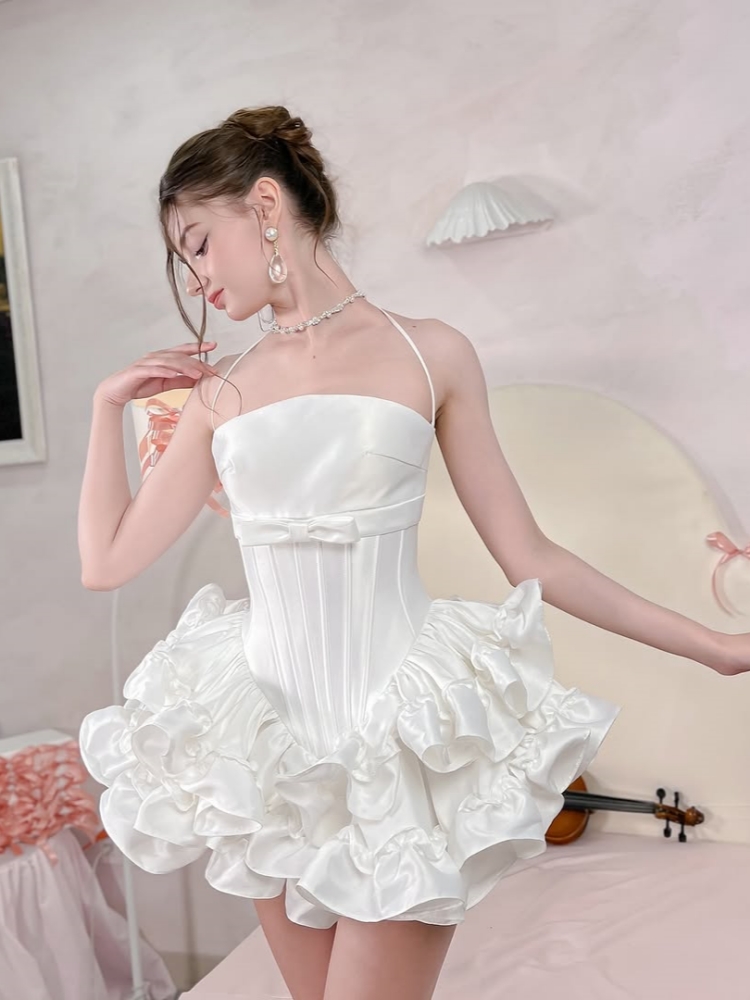 Women Pink White Lace-up Dress – Maxi Dress Halter Bewertung und Preis